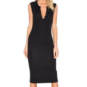 ATM Sleeveless Henley Midi Dress--Black, Small